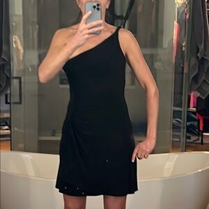 Black One-Shoulder Sheath Cocktail Dress